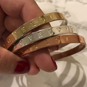 3 NWOT Forever 21 “Love” Bangles All 3 Colors!